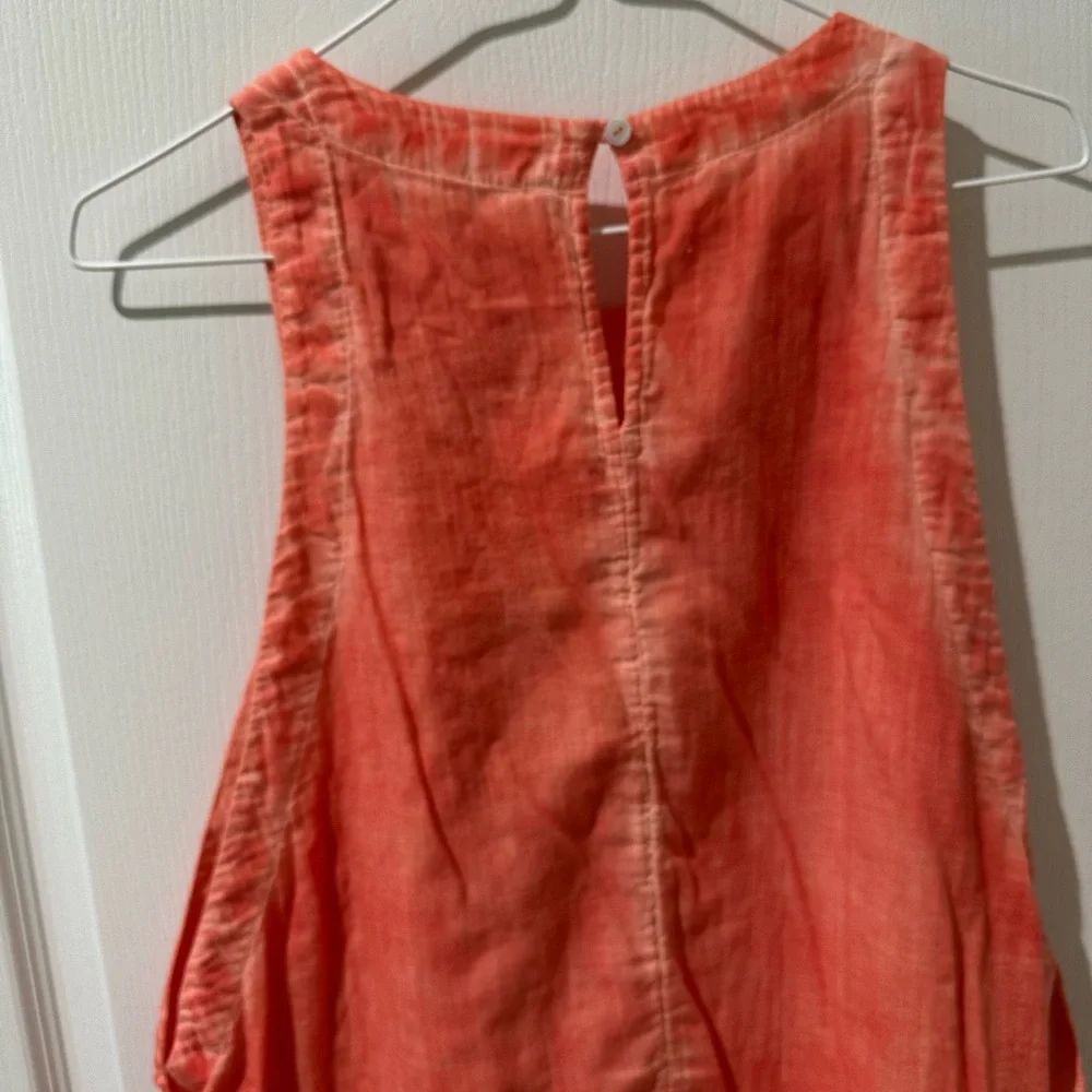 Free People Red Orange Breathless Moments Sleeveless Tunic Top Sz L